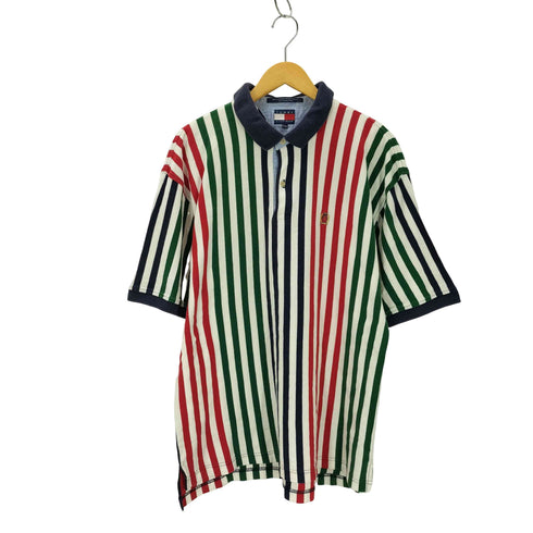 トミーヒルフィガー TOMMY HILFIGER マルチカラーストライプ S/Sポロシャツ メンズ import:XL