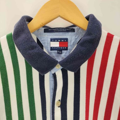 トミーヒルフィガー TOMMY HILFIGER マルチカラーストライプ S/Sポロシャツ メンズ import:XL