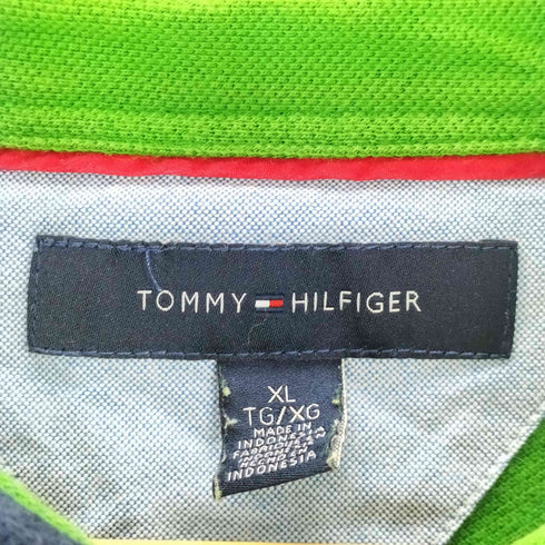 トミーヒルフィガー TOMMY HILFIGER ロゴ刺繍 S/S鹿の子ポロシャツ メンズ import:XL