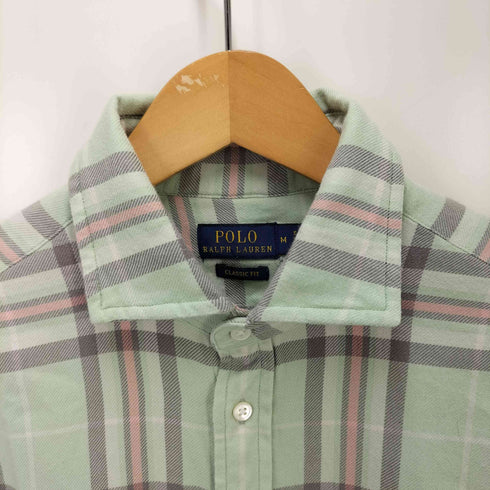 ポロラルフローレン POLO RALPH LAUREN CLASSIC FIT ポニー刺繍 チェック ホリゾンタル カッタウェイ L/S ネルシャツ メンズ import:M