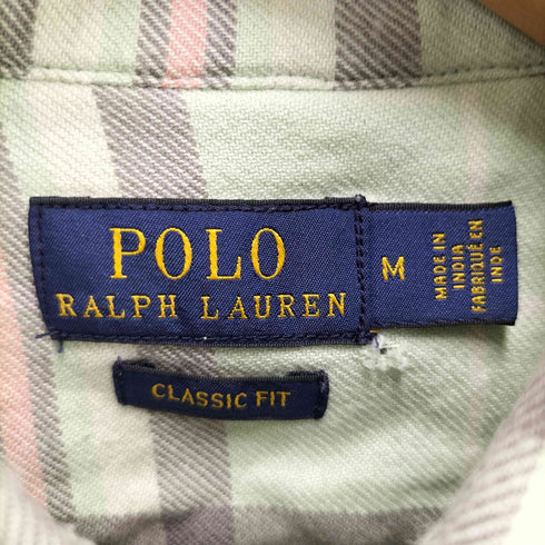 ポロラルフローレン POLO RALPH LAUREN CLASSIC FIT ポニー刺繍 チェック ホリゾンタル カッタウェイ L/S ネルシャツ メンズ import:M
