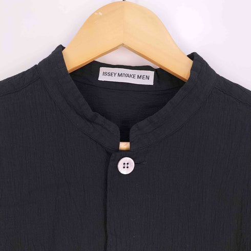 イッセイミヤケメン ISSEY MIYAKE MEN 99SS 銀タグ シワ加工 製品染め バンドカラー ドリップシャツ メンズ JPN:XL