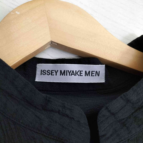 イッセイミヤケメン ISSEY MIYAKE MEN 99SS 銀タグ シワ加工 製品染め バンドカラー ドリップシャツ メンズ JPN:XL