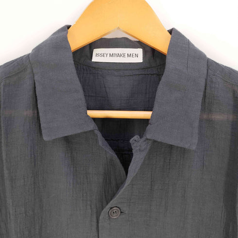 イッセイミヤケメン ISSEY MIYAKE MEN 99SS 銀タグ シワ加工 製品染め ナチュラルスラブ 開襟シャツ メンズ JPN:L