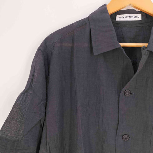 イッセイミヤケメン ISSEY MIYAKE MEN 99SS 銀タグ シワ加工 製品染め ナチュラルスラブ 開襟シャツ メンズ JPN:L