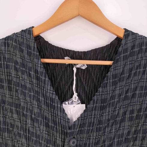 イッセイミヤケメン ISSEY MIYAKE MEN 99SS 銀タグ チェック プリーツ 5B ベスト メンズ JPN:XL