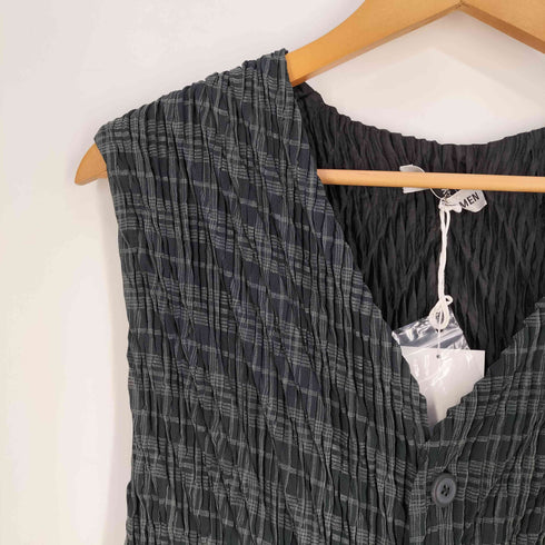 イッセイミヤケメン ISSEY MIYAKE MEN 99SS 銀タグ チェック プリーツ 5B ベスト メンズ JPN:XL