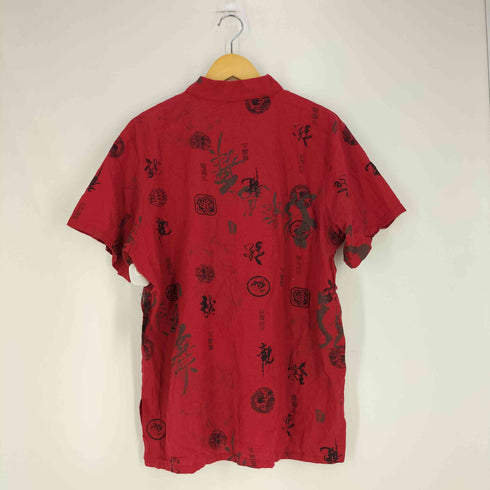 漢字プリント リネンブレンド チャイナシャツ メンズ import:XL