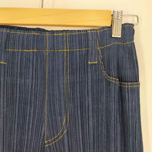 プリーツプリーズイッセイミヤケ PLEATS PLEASE ISSEY MIYAKE デニム転写プリント プリーツ パンツ レディース JPN:3