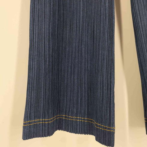 プリーツプリーズイッセイミヤケ PLEATS PLEASE ISSEY MIYAKE デニム転写プリント プリーツ パンツ レディース JPN:3