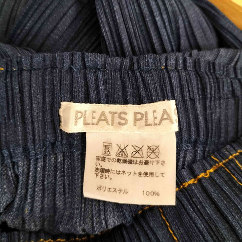 プリーツプリーズイッセイミヤケ PLEATS PLEASE ISSEY MIYAKE デニム転写プリント プリーツ パンツ レディース JPN:3