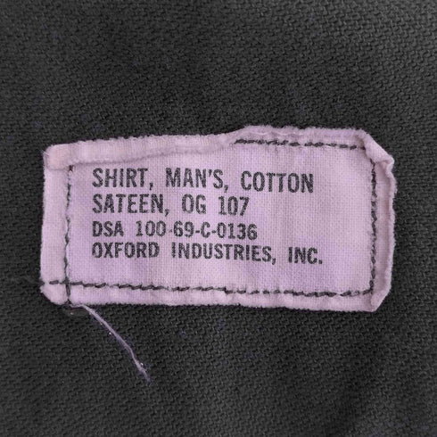 ユーエスアーミー U.S. ARMY 60S 69年製 COTTON SATEEN Utility Shirt コットン サテン ユーティリティーシャツ メンズ 15 1/2 X33