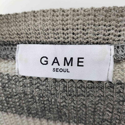 ゲーム GAME ボーダー柄クルーネックメッシュニット メンズ