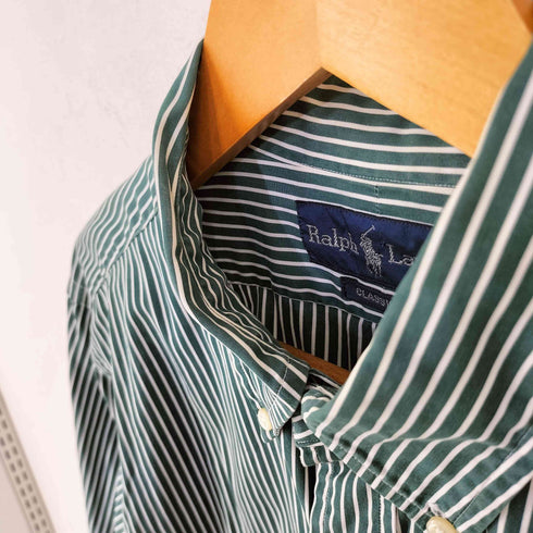 ラルフローレン RALPH LAUREN CLASSIC FIT ポニー刺繍 ストライプ BDシャツ メンズ 16 1/2-34/35