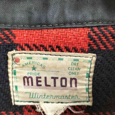 メルトン melton 60-70s ウール バッファローチェック 長袖 ネルシャツ メンズ
