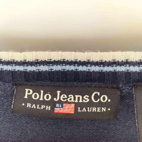 ポロジーンズカンパニーラルフローレン POLO JEANS COMPANY RALPH LAUREN ワッペンロゴ Vネック リブニット レディース import:M