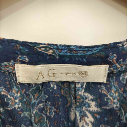 エージーバイアクアガール AG by aquagirl 洗える ペイズリー柄パウダーサテンワンピース レディース JPN:M