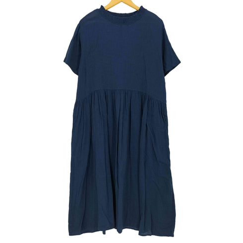 リブインコンフォート live in comfort シンプルライフ研究家 マキさんとつくった すぽんと着られる ほんのり透け感 軽やかワンピース〈ブルーチェック〉 レディース LP