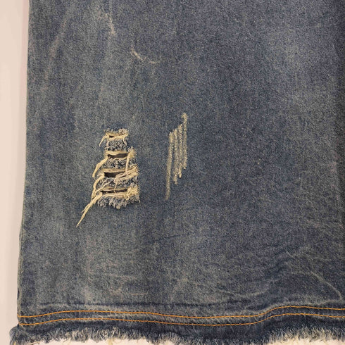 Refengfashion ダメージ加工 裾スリット デニムワンピース レディース JPN:L