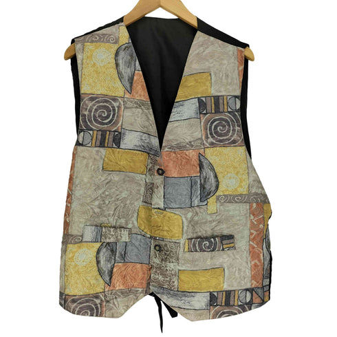 総柄 パッチワーク 3Bジレ ベスト メンズ 3