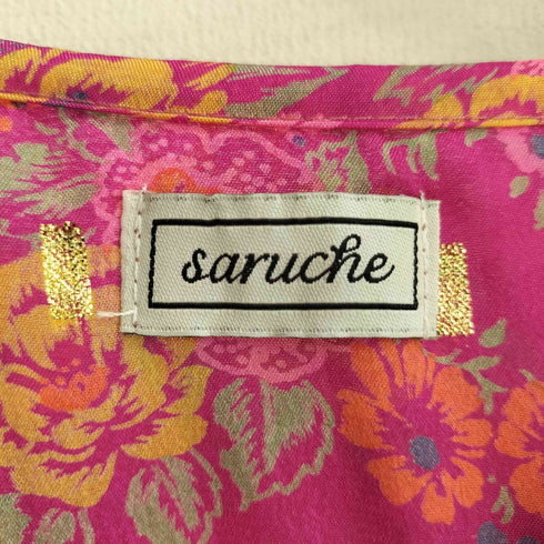 saruche 花柄 フリル ティアード パフスリーブワンピース レディース
