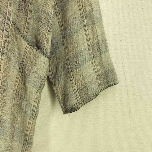 60-70s ユーロヴィンテージ 丸襟 チェックグランパシャツ メンズ