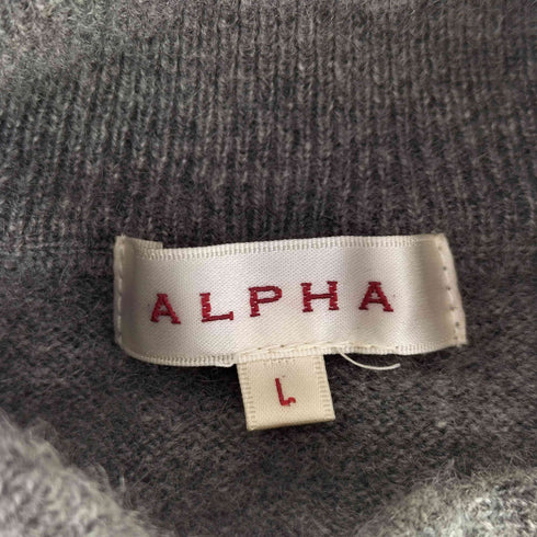 アルファ ALPHA アーガイル柄 カシミヤハーフジップニット レディース L