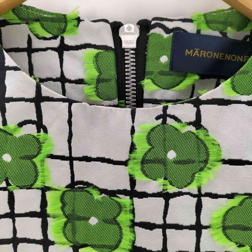MARONENONFEE グローバー柄 格子模様 バックジップノースリーブワンピース レディース 36