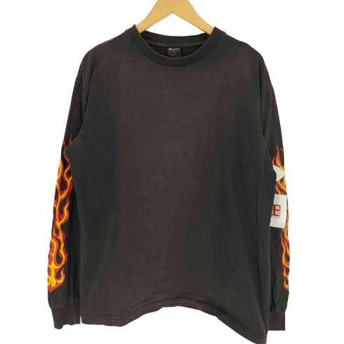アーム ファイヤー パターン プリント L/S Tシャツ フェード メンズ
