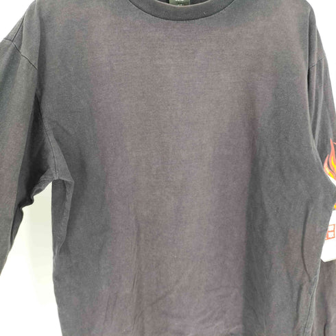 アーム ファイヤー パターン プリント L/S Tシャツ フェード メンズ