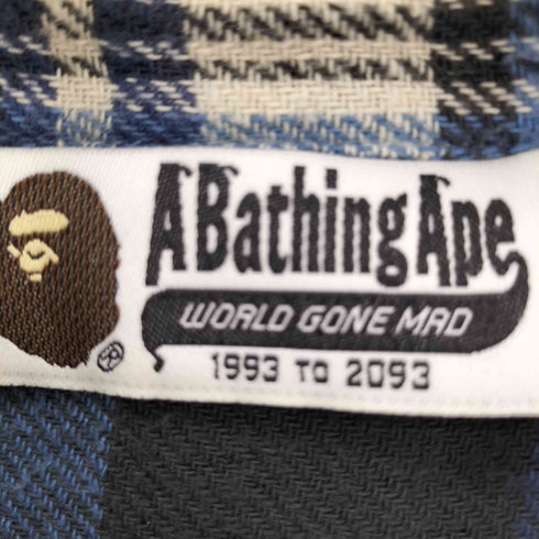 アベイシングエイプ A BATHING APE 猫目ボタン コットン フランネル シャツ メンズ JPN:M