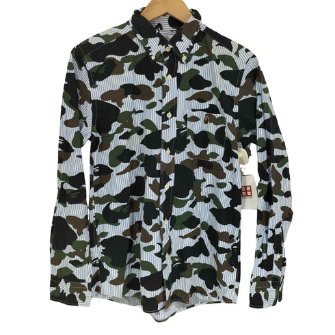 アベイシングエイプ A BATHING APE AITE 1ST CAMO STRIPEBD SHIRT カモ 迷彩柄 B.D L/S ストライプ シャツ メンズ JPN:M