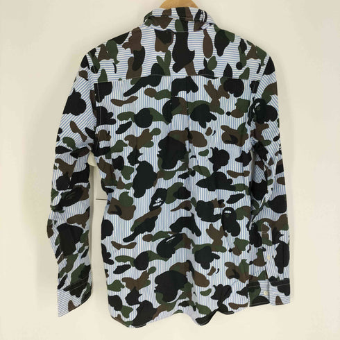アベイシングエイプ A BATHING APE AITE 1ST CAMO STRIPEBD SHIRT カモ 迷彩柄 B.D L/S ストライプ シャツ メンズ JPN:M