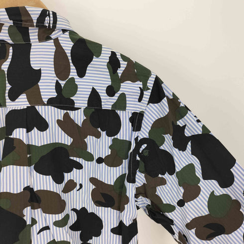 アベイシングエイプ A BATHING APE AITE 1ST CAMO STRIPEBD SHIRT カモ 迷彩柄 B.D L/S ストライプ シャツ メンズ JPN:M