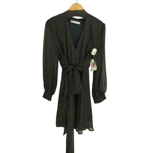 ザラ ZARA ベルテッド ラメドットシアーワンピース レディース USA XS