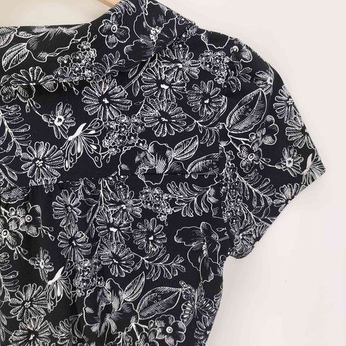ローラアシュレイ LAURA ASHLEY 花柄 総柄 フレンチ スリーブ シャツ ブラウス レディース import:S