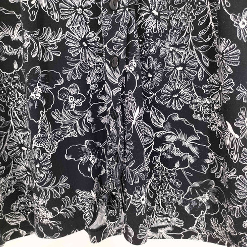 ローラアシュレイ LAURA ASHLEY 花柄 総柄 フレンチ スリーブ シャツ ブラウス レディース import:S