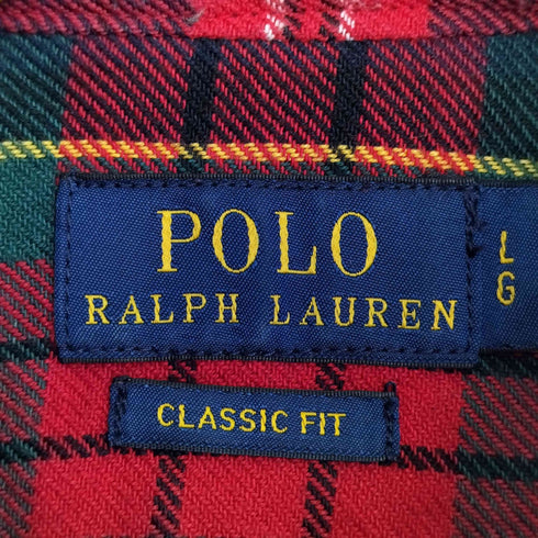 ポロラルフローレン POLO RALPH LAUREN CLASSIC FIT タータンチェック ポニー刺繍 ボタンダウンシャツ メンズ import:L