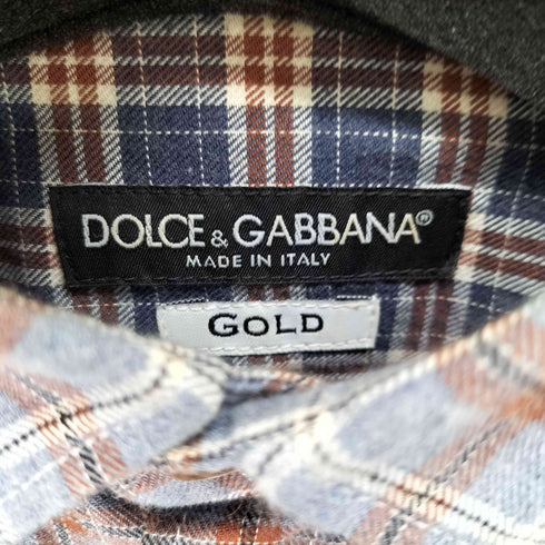 ドルチェアンドガッバーナ DOLCE&GABBANA GOLD 切替チェック デザインネルシャツ メンズ 42