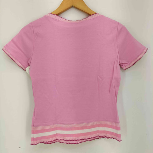 クレージュ courreges フリル リブライン ボートネックTシャツ レディース 38