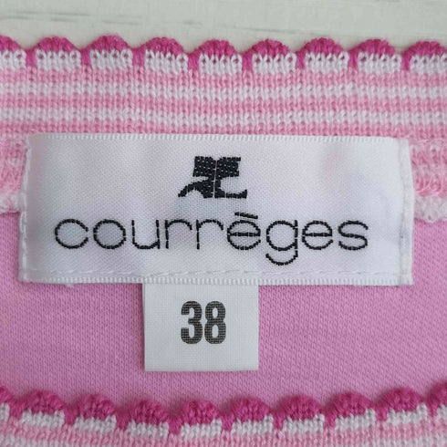 クレージュ courreges フリル リブライン ボートネックTシャツ レディース 38