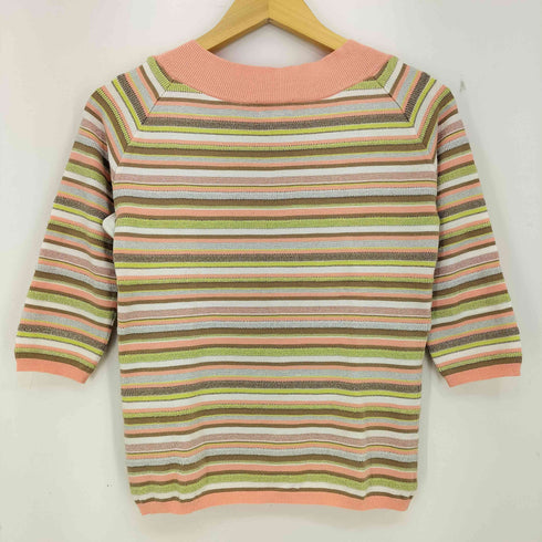 クレージュ courreges リブ切替 ラメ ボーダー ワイドネックニット レディース 9R