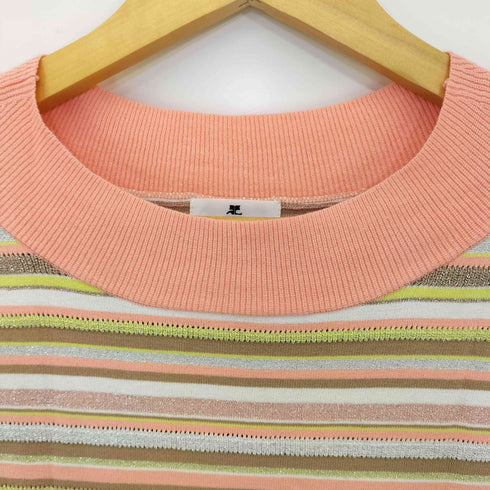クレージュ courreges リブ切替 ラメ ボーダー ワイドネックニット レディース 9R