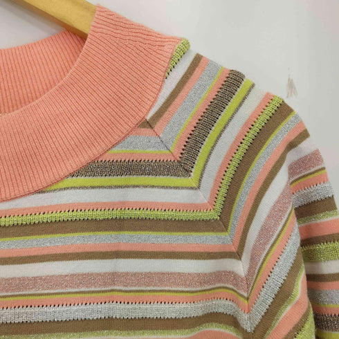 クレージュ courreges リブ切替 ラメ ボーダー ワイドネックニット レディース 9R