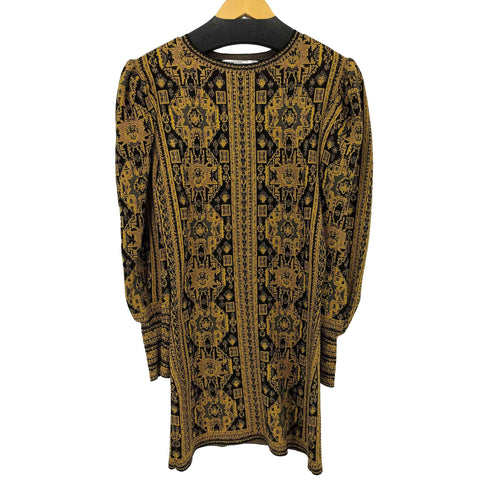 ザラ ZARA パフスリーブジャガードワンピース レディース import:M
