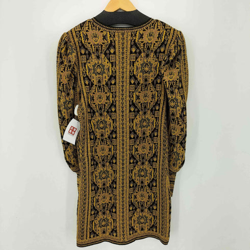 ザラ ZARA パフスリーブジャガードワンピース レディース import:M