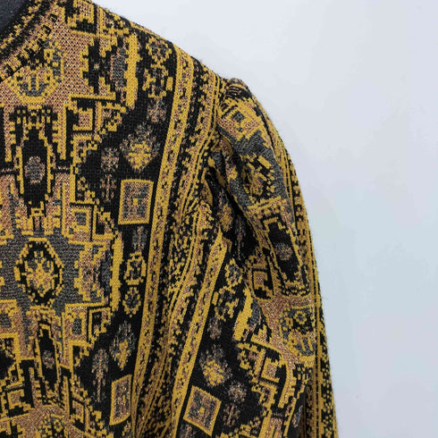 ザラ ZARA パフスリーブジャガードワンピース レディース import:M