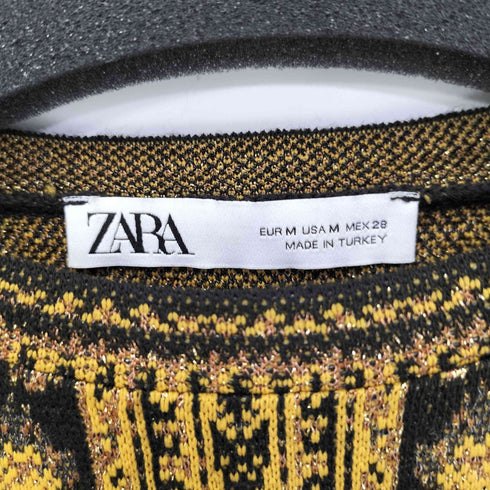 ザラ ZARA パフスリーブジャガードワンピース レディース import:M
