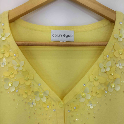 クレージュ courreges レーヨン混 蝶々 ビーズ カーディガン レディース 38