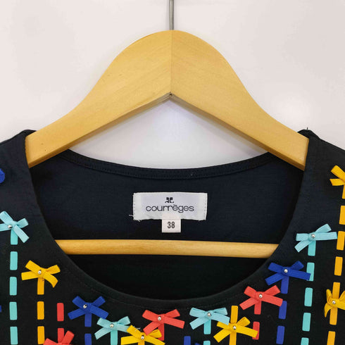 クレージュ courreges マルチカラー リボン クルーネックTシャツ レディース JPN:38
